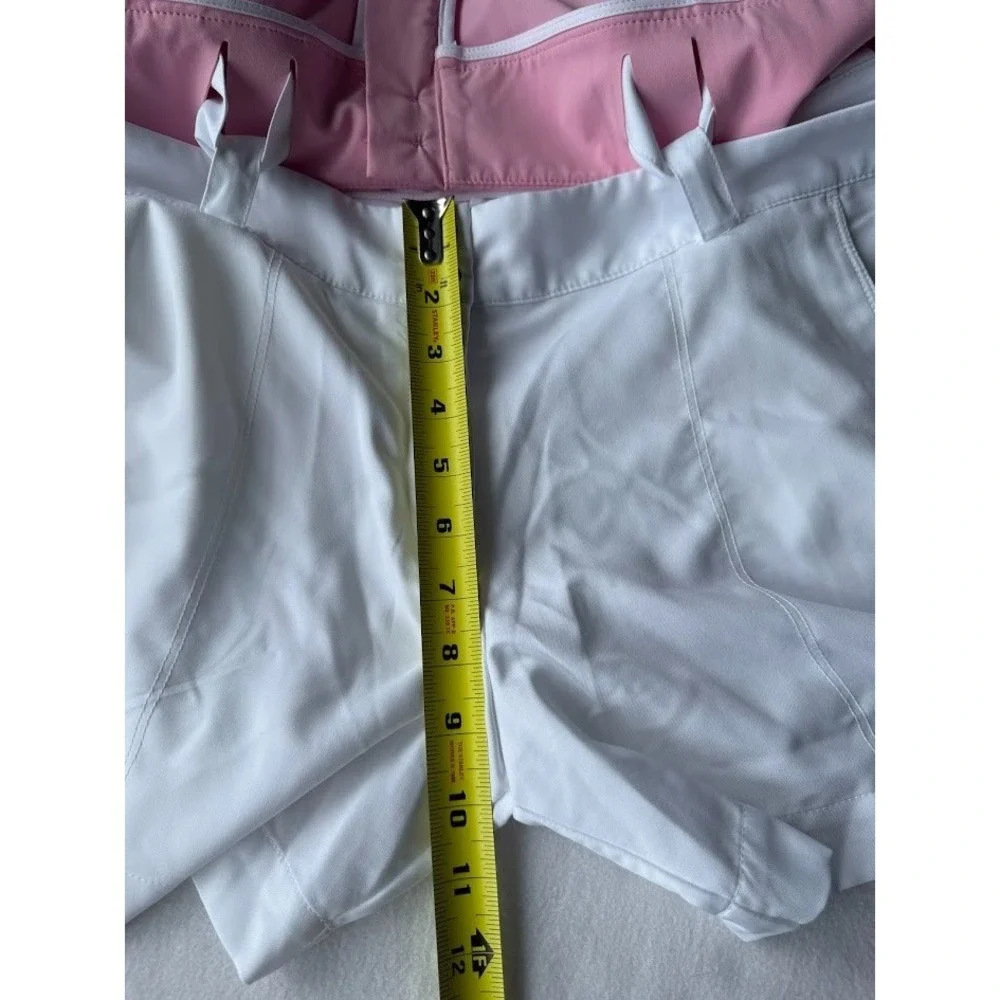 Nike Golf  Dri Fit Skort Women 12 Pink White Belted Stretch Athletic Lightweight - Picture 11 of 16